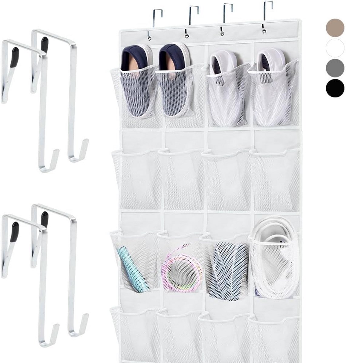 Ruimtebesparende Schoen Organizer Over Deur met 24 Pocket en Sterke Haken
