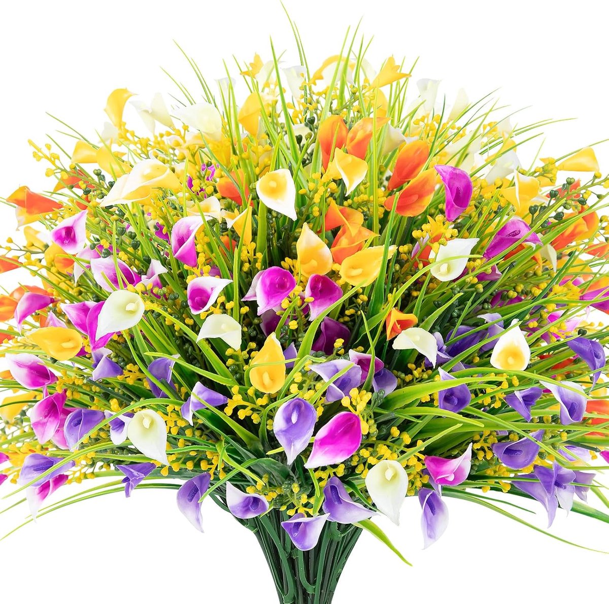 Daity 10-delige set - Kunstbloemen voor buiten - UV-bestendige kunstplanten en -bloemen - plastic calla lelies - geschikt voor huisdecoratie - kamerplanten in vazen.