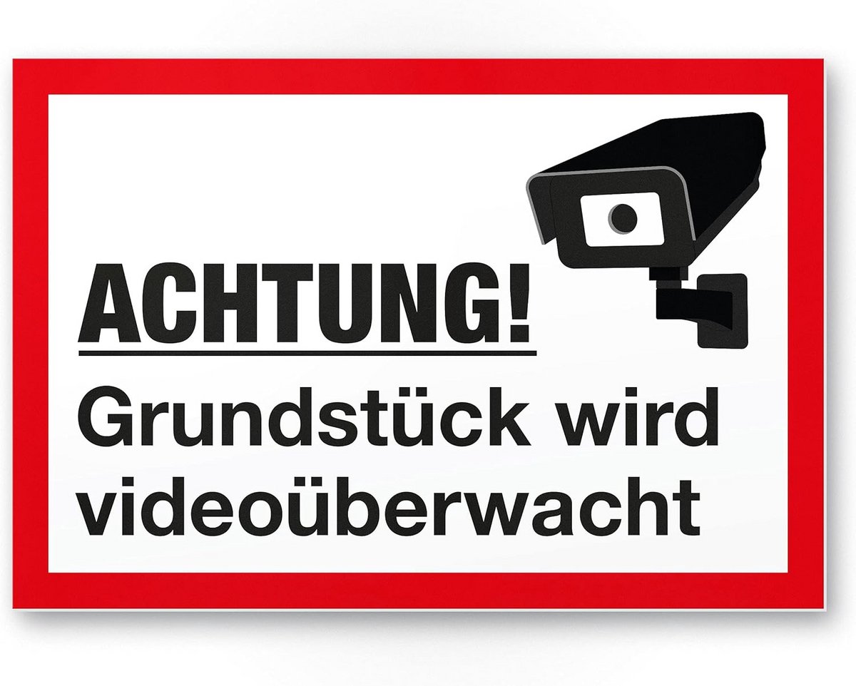 Videobewakingsbord Kunststof 30 x 20 cm - Waarschuwingsbord voor Veiligheid
