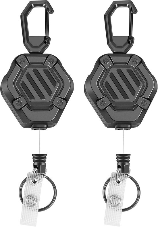 Magnetische sleutelhangers, uittrekbaar, zeer belastbaar, uittrekbaar, met 2 ID-kaarthouders, 2 sleutelbanden en 2 telefoon-patches voor identiteitskaarten, sleutels, mobiele telefoons, 2 stuks