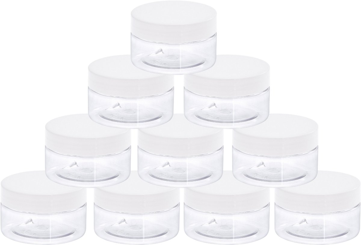 50x Potje 100ml - Lege, Kunststof Potjes met Schroefdeksel Cosmetica, Hobby - PET - Navulbaar