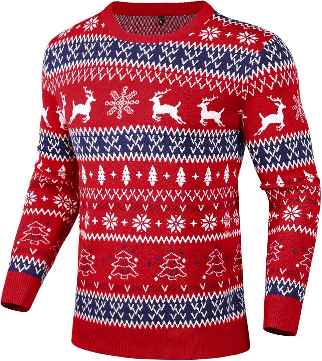 Familie Kersttrui Set Gebreide Sweater met Ronde Hals voor Heren, Dames en Kinderen - Klassieke Kerstmotieven