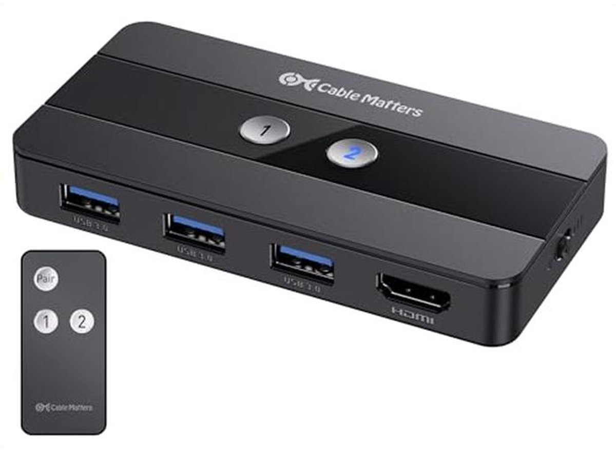 USB 3.0 KVM Switch HDMI voor 2 Computers met 4K@60Hz Video en 3 USB Poorten