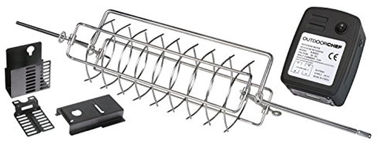 Grillaccessoires - Draait Mandenset voor BBQ, Zilver, 15x76x15 cm