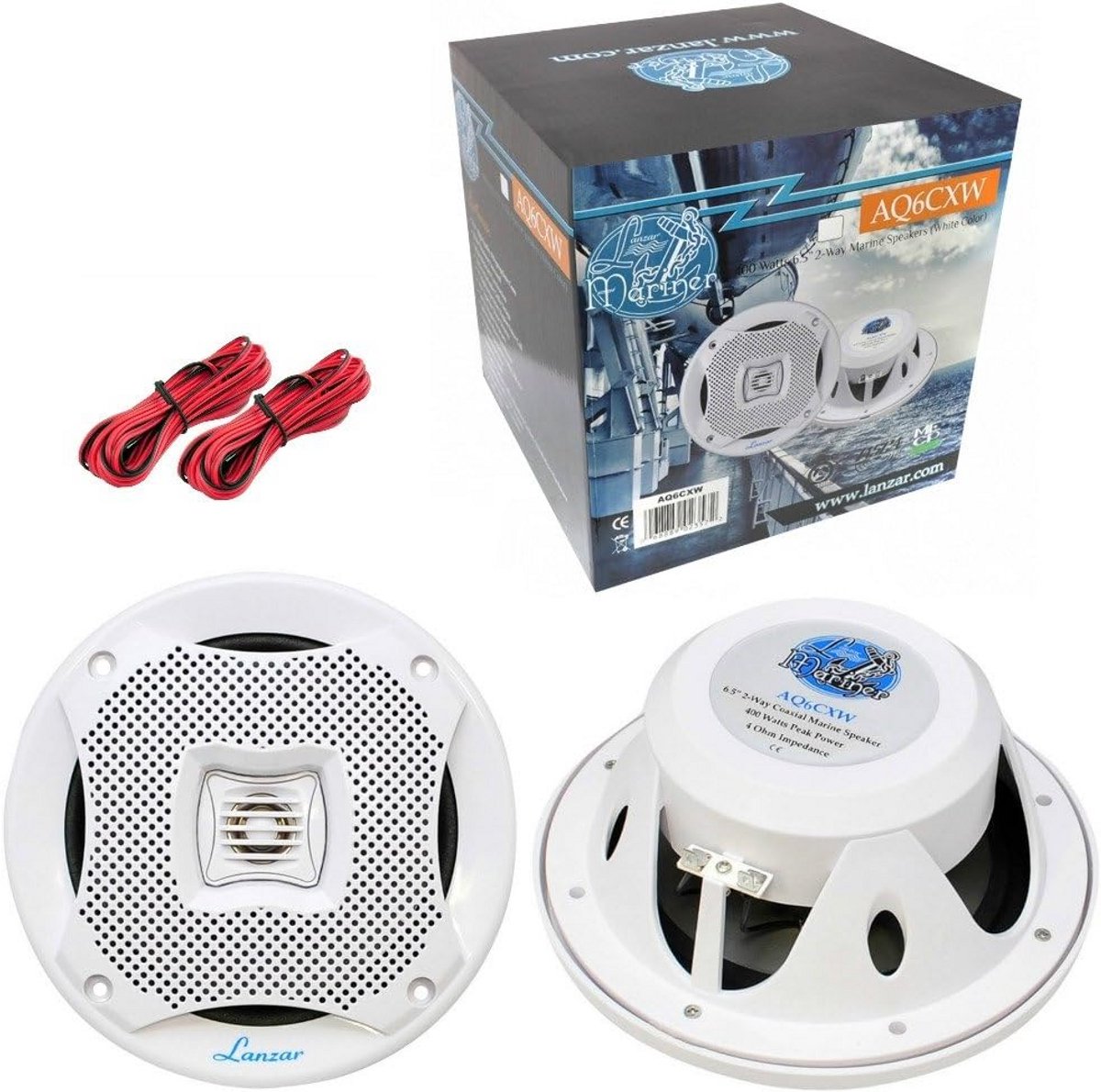 2 Stuks Waterdichte 6.5 Inch 2-Weg Luidsprekers Wit 400W - Geschikt voor Marine, Buiten & Horeca
