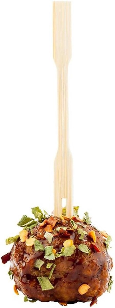 Mini Bamboe Voorgerecht Cocktailvork 3,5 inch - Perfect voor Catered Events en Buffetten - Composteerbaar en Milieuvriendelijk - 1000 stuks