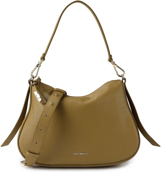 COCCINELLE Cuir sac à épaule bandoulière Nory Shoulderbag Seagrass kaki