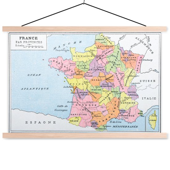 Affiche scolaire - Ancienne carte de France - 120x80 cm - Lattes vierges
