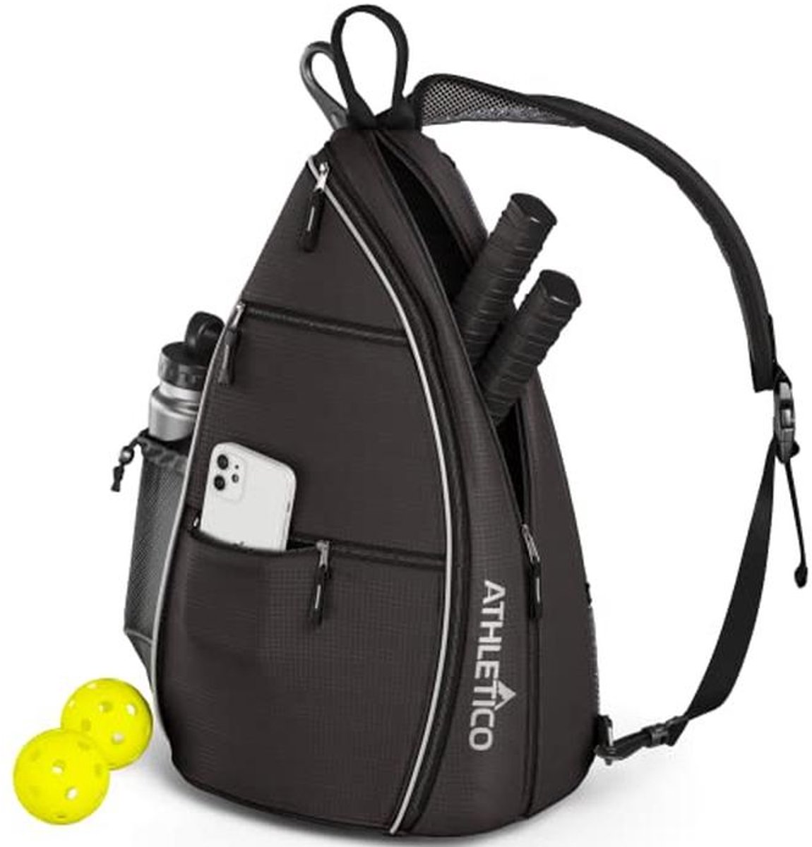 Crossbody-rugzak voor pickleball, tennis en reizen - Gewatteerde Sling Bag voor mannen en vrouwen