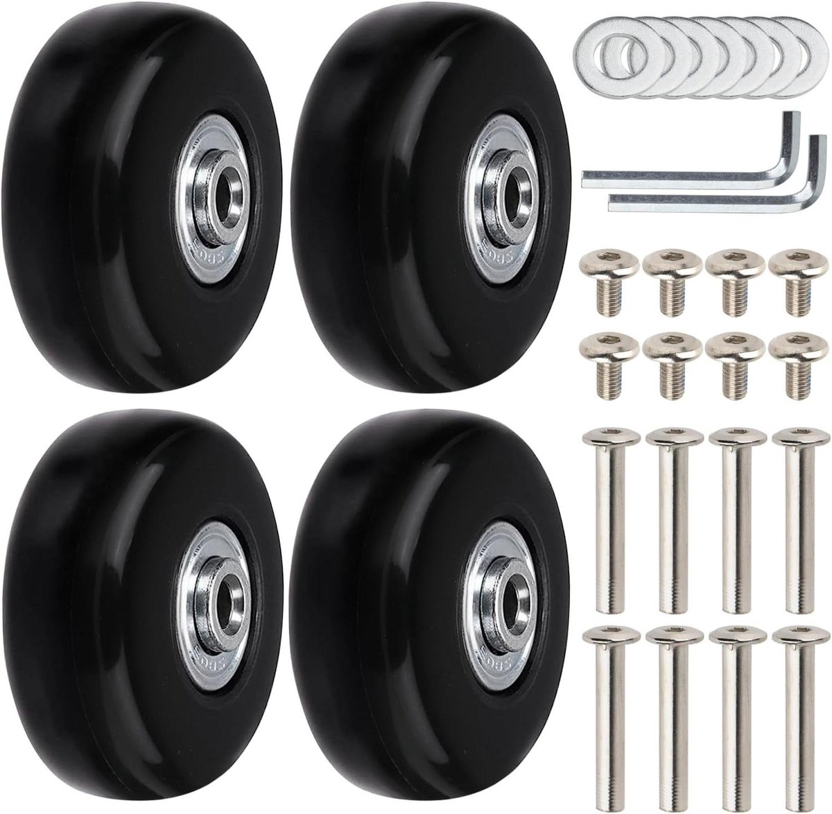VVGoods - Set van 4 Universele Rubberen Kofferwielen, 50 mm x 18 mm - Reservewielen voor Koffer, Trolleys en Bagageskates