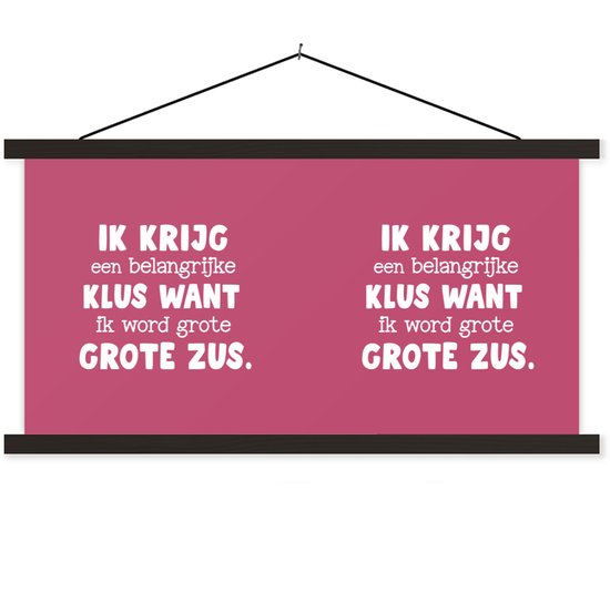 Porte-affiche avec affiche - Affiche scolaire - Grande soeur - Je vais être une grande soeur - Proverbes - Citations - Soeur - 90x45 cm - Lattes noires