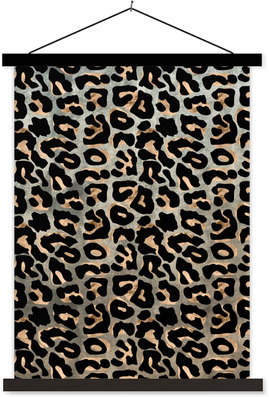Porte-affiche avec affiche - Affiche scolaire - Imprimé panthère - Marron - Luxe - 90x120 cm - Lattes noires