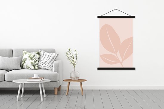 Porte-affiche avec affiche - Affiche scolaire - Été - Feuilles - Rose - 120x180 cm - Lattes noires
