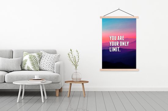 Porte-affiche avec affiche - Affiche scolaire - Proverbes - Citations - 'Tu es ta seule limite' - 120x180 cm - Lattes vierges