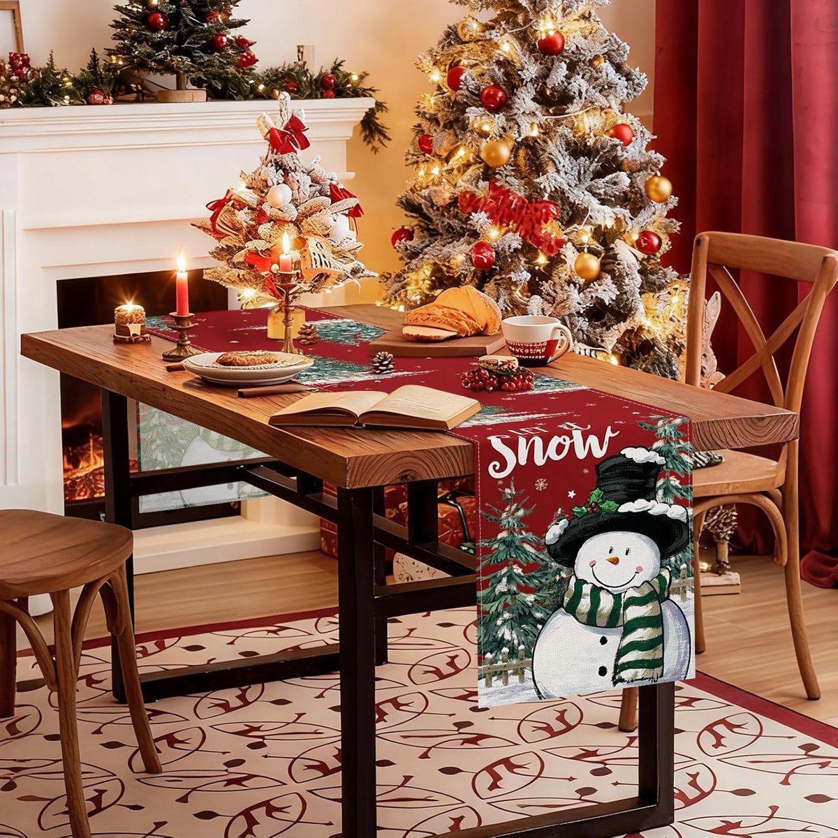Kerst Tafelloper Rechthoekig Decoratie voor Keuken en Eettafel 40 x 140 cm