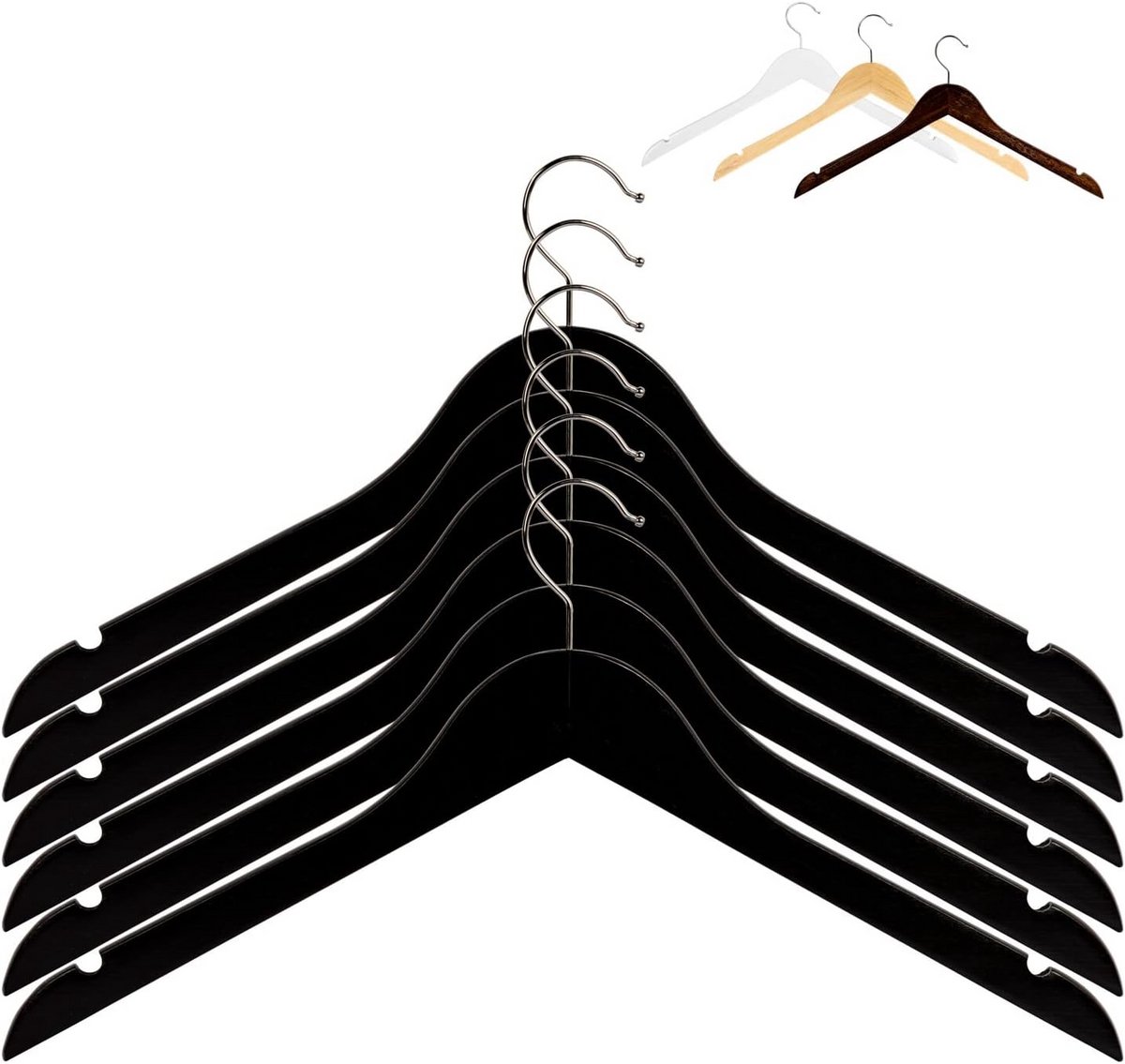 Set van 10 Houten Kledinghangers Zwart - Duurzaam en Ruimtebesparend