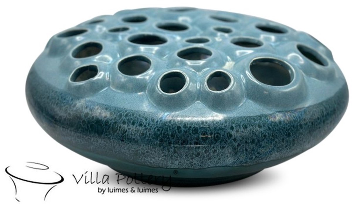 Villa Pottery Blauwe vaas Coral D30 x