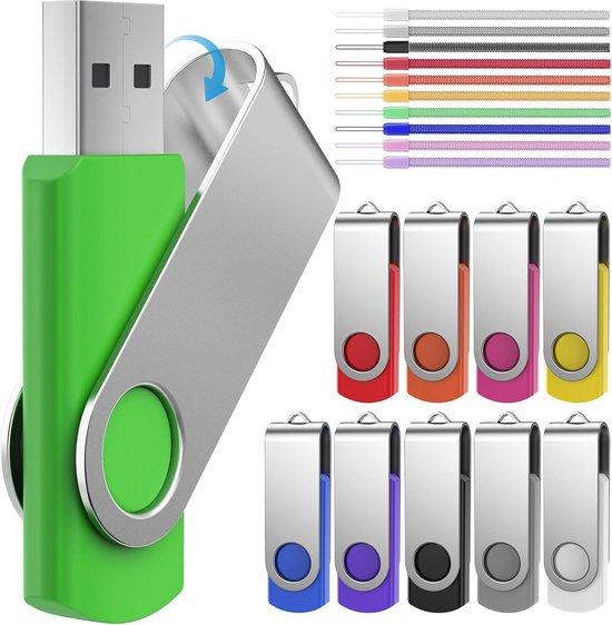 Usb Study Stick Set van 10 USB Sticks 16GB Draaibaar Geheugensticks USB 2.0 | bol