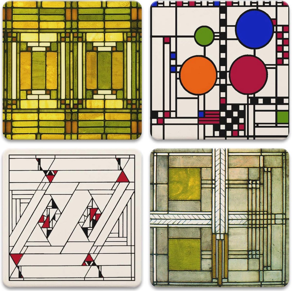 Absorberende Onderzetters 4-1/4 Inch - Set van 4 met Kunstzinnige Ontwerpen