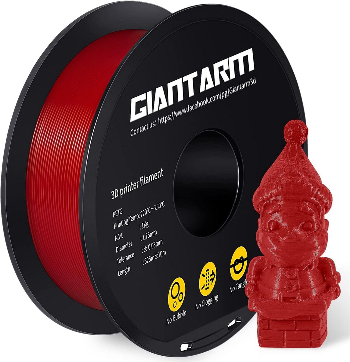 PETG Filament 1.75mm voor 3D Printer - 1kg - Rood