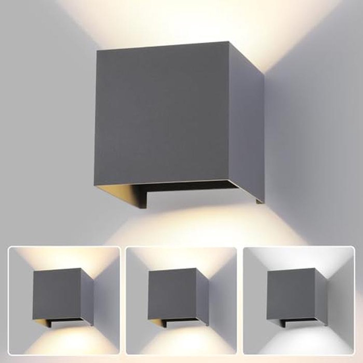Verstelbare LED Wandlamp voor Binnen en Buiten - 15W, IP65 Waterdicht, Moderne Donkergrijz