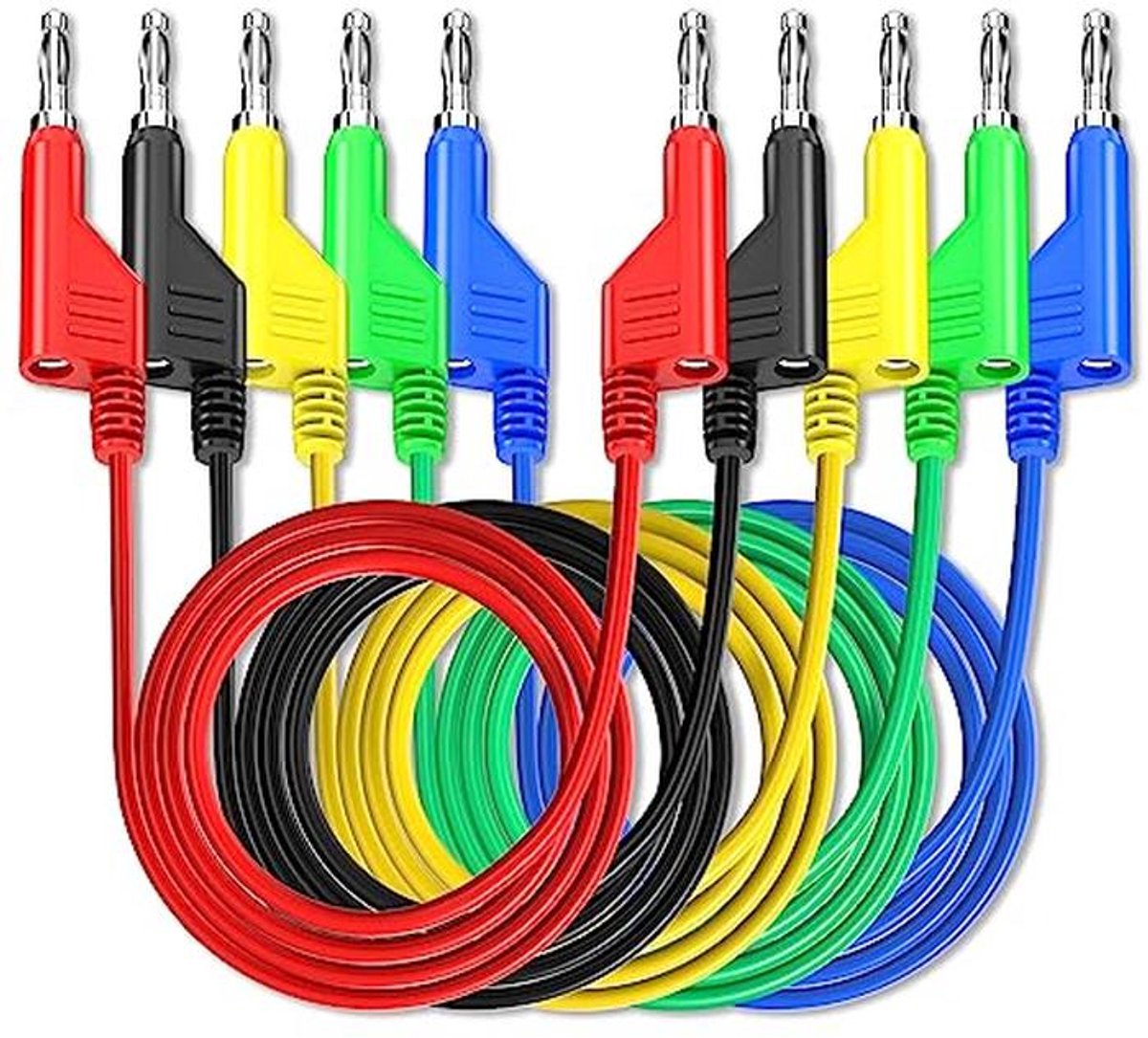 5 Stuks Stapelbare Banaan Naar Banaan Plug Test Leads - 3.3ft/1m Elektrische Testkabel voor Multimeter