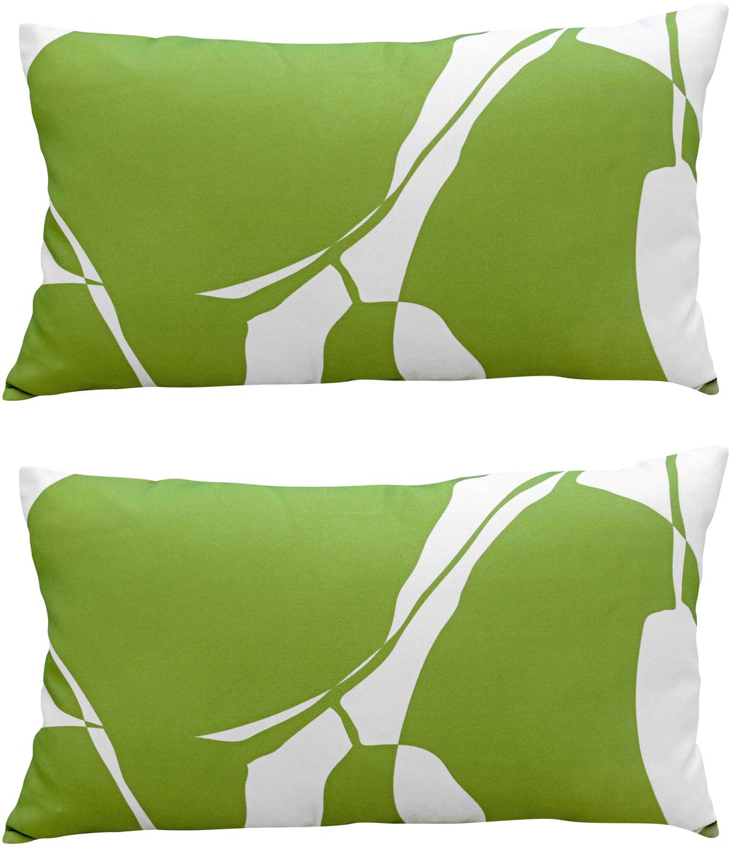 Oviala - Set van 2 rechthoekige olijfgroene kussens, 50 x 30 cm - Pipa