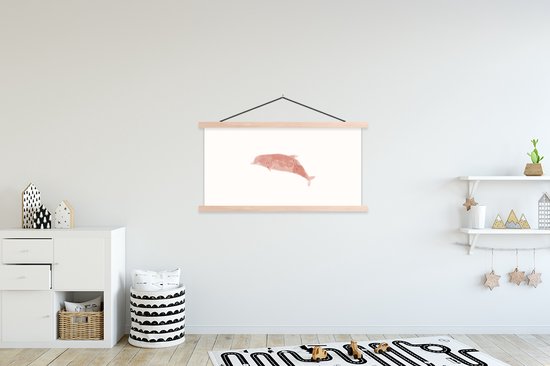 Porte-affiche avec affiche - Affiche scolaire - Dauphin - Mer - Aquarelle - 150x75 cm - Lattes vierges