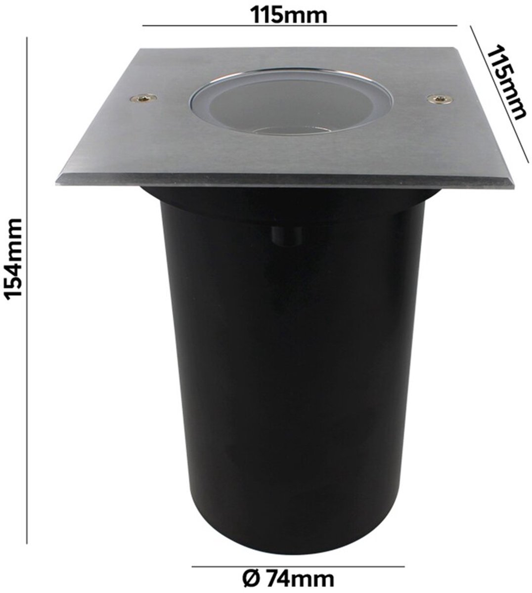 Grondspot LED voor buiten (IP67) - Alexis - GU10 - RVS - Vierkant