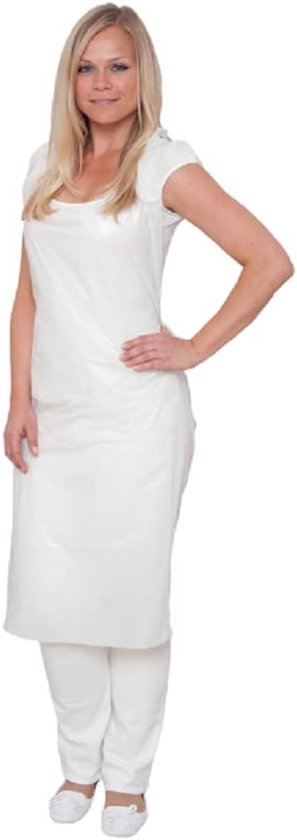 Foto: Witte wegwerpschort vloeistofdicht 100 stuks