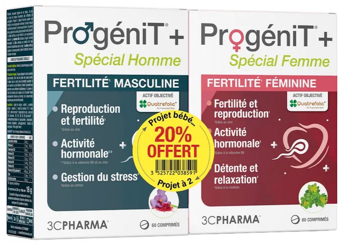 3C Pharma ProgéniT+ 60 Tabletten Voor Mannen + 60 Tabletten Voor Vrouwen