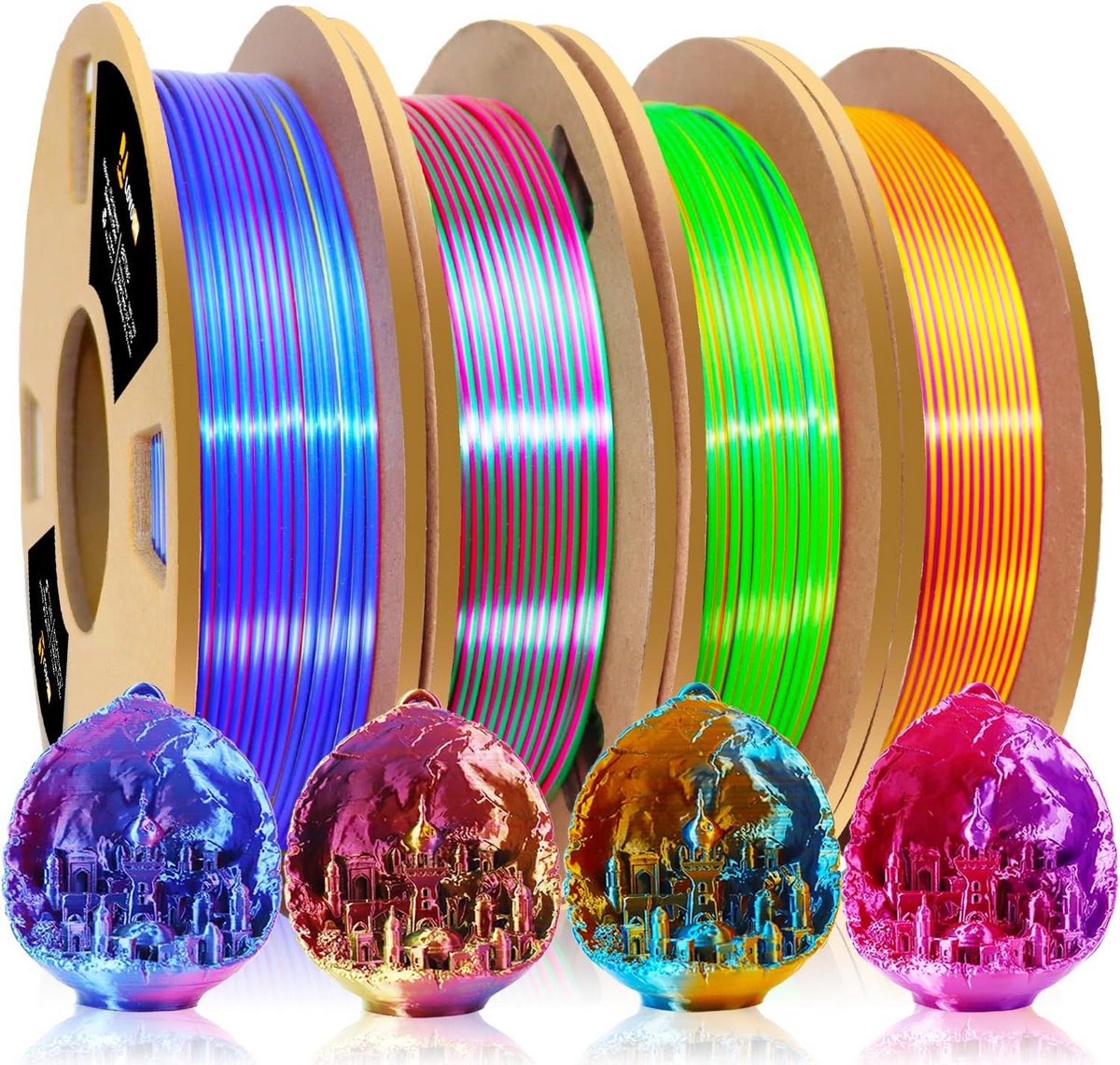 3D Printer Filament Set 1.75mm PLA Regenboog Kleurenset 4 x 200g