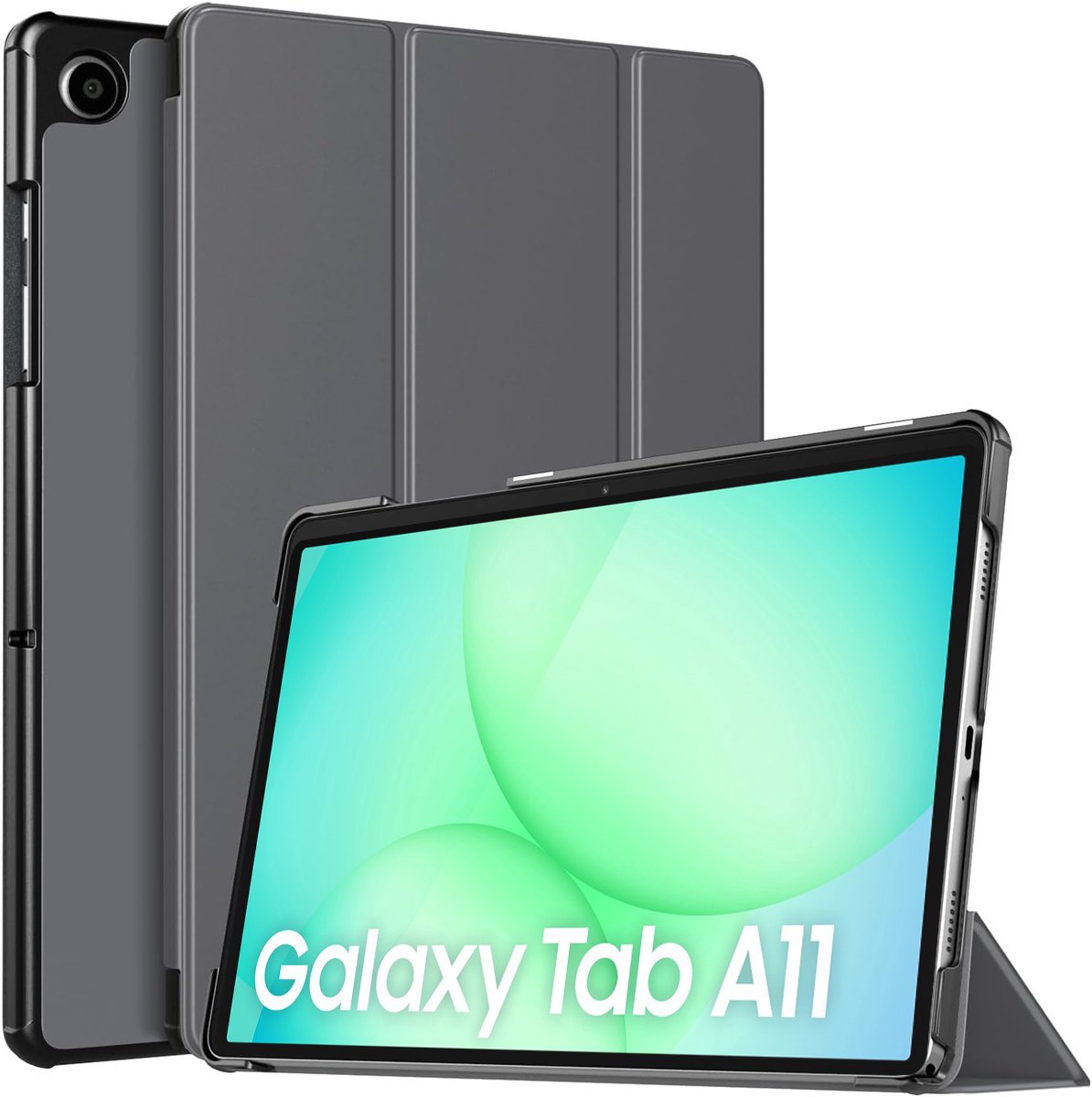 Hoes geschikt voor Samsung Galaxy Tab A11 - Arara Trifold Bookcase TabletHoes - Grijs