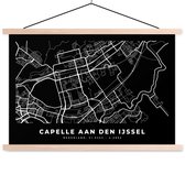 Posterhanger incl. Poster 90x60 cm - Schoolplaat - Kaart - Capelle aan den IJssel - Zwart - Textielposter - Blanke latten