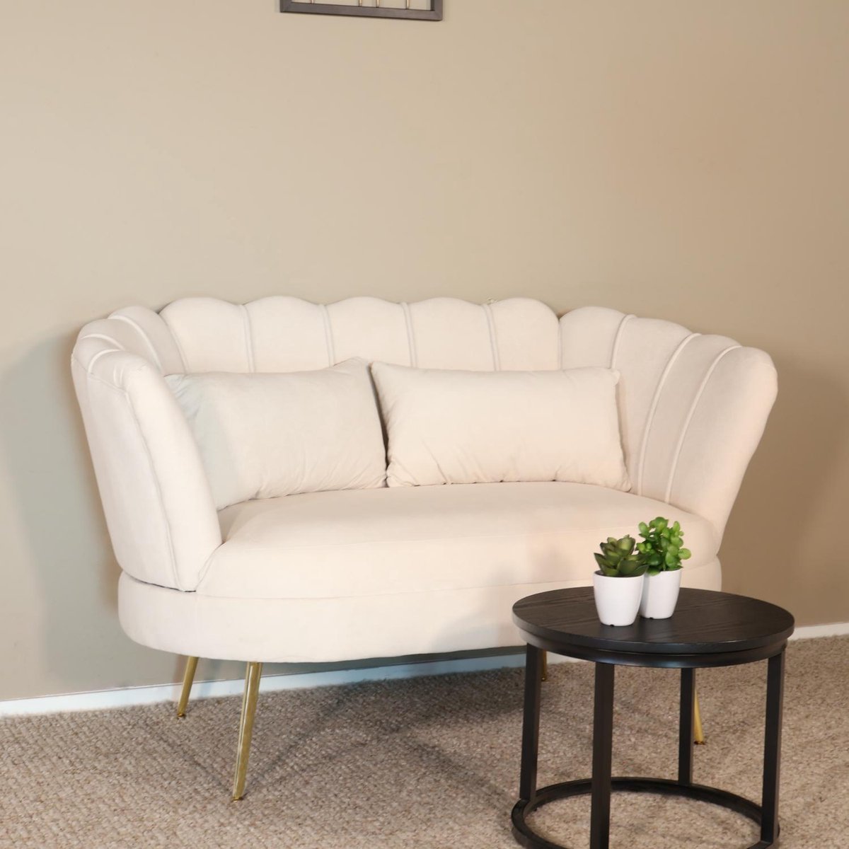 Zitbank Belle 2 zits velvet crème 135cm stof bankstel zetel
