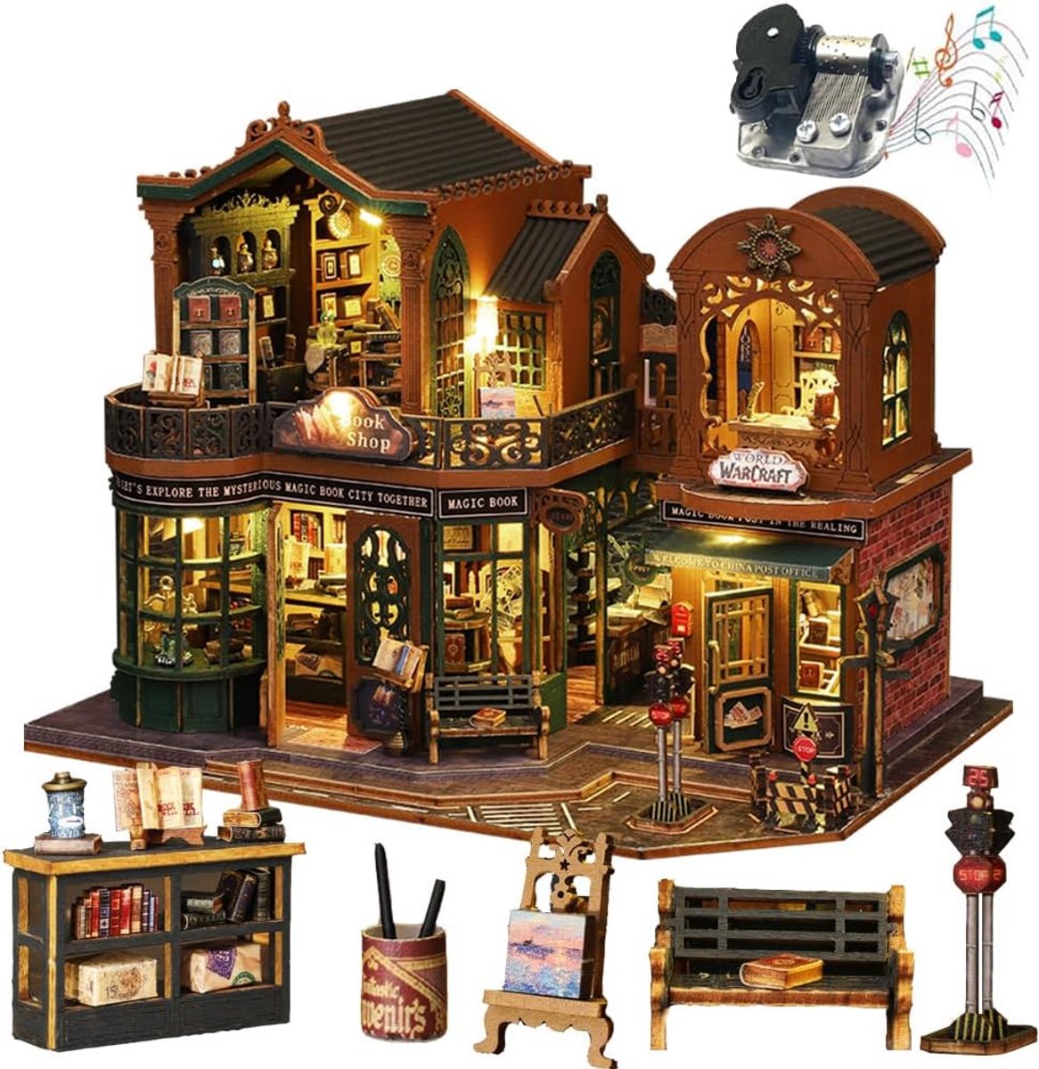 DIY Miniaturenhuis Bouwpakket met Meubels en LED-Verlichting - Houten Poppenhuis Set voor Volwassenen