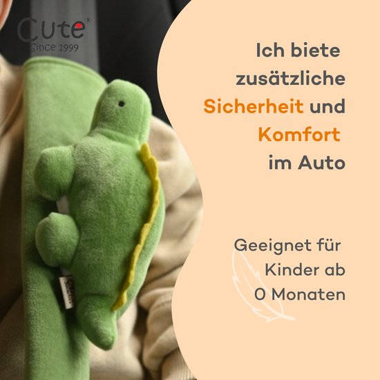 Cute since 1999 - Gordelhoes kind - Groene dinosaurus gordelbeschermer kind - gordelhoezen voor auto en autostoel - 27cm x 6 cm van Merkloos — afbeelding 3