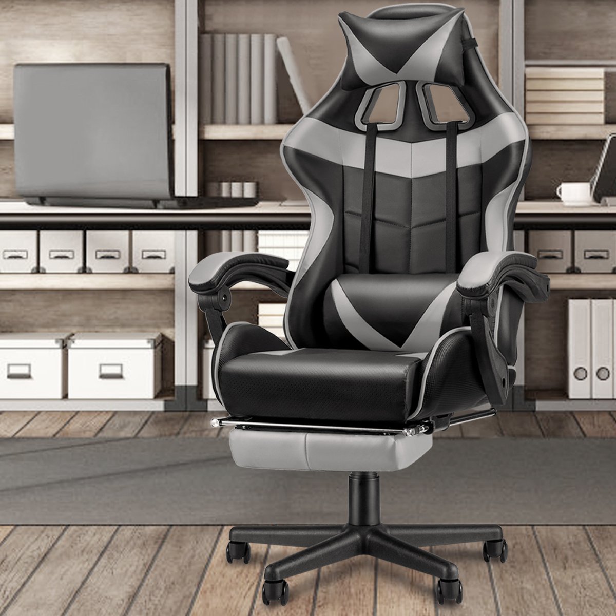 Soontrans Grijs-Gaming Stoel met - afbeelding 2