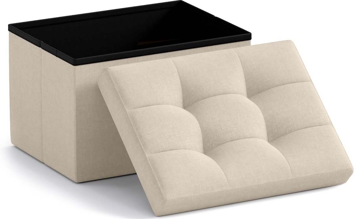 Opvouwbare opbergpoef 16x12x12 cm - linnen rechthoekige voetsteun voor woonkamer slaapkamer thuiskantoor