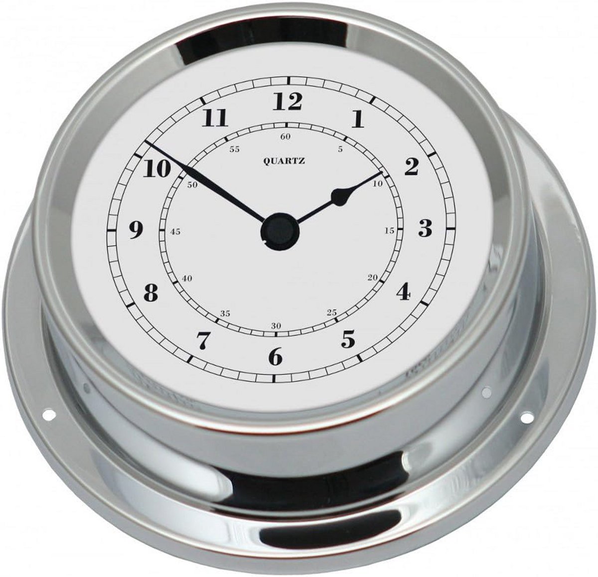 Maritieme kwartsklok 110 mm verchroomd messing