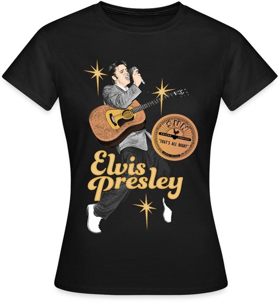 Elvis Presley Met Gitaar En Microfoon T-Shirt Dames