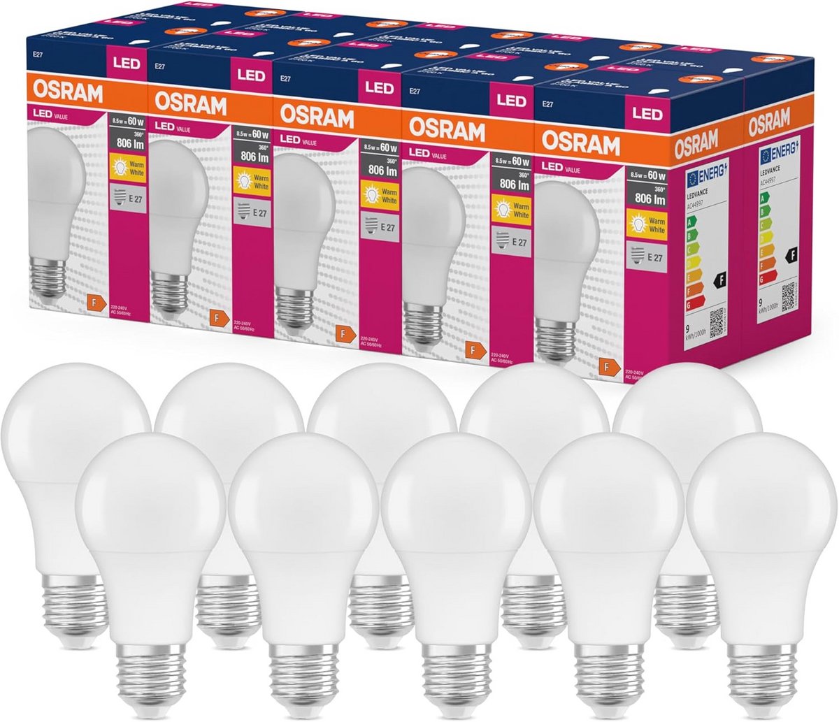 Set van 10 Klassieke LED Lampen E27 806 Lumen Warm Wit Vervanger 60W