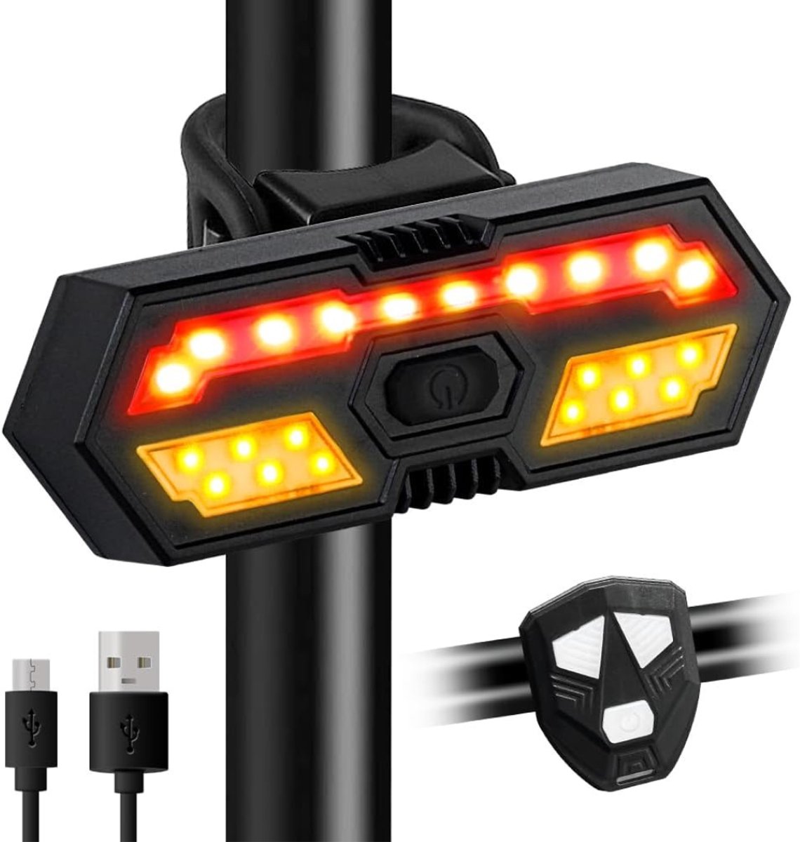VIN® Richtingaanwijzer Fiets - Knipperlicht - Knipperlicht Draadloos – Fietsverlichting Met Afstandsbediening – USB Oplaadbaar – Waterdicht – Achterlicht Fiets