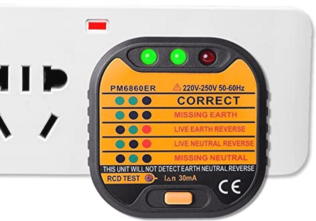 Socket Tester voor 220-250V - Elektrische Stekker Polarity Detector met LCD Display