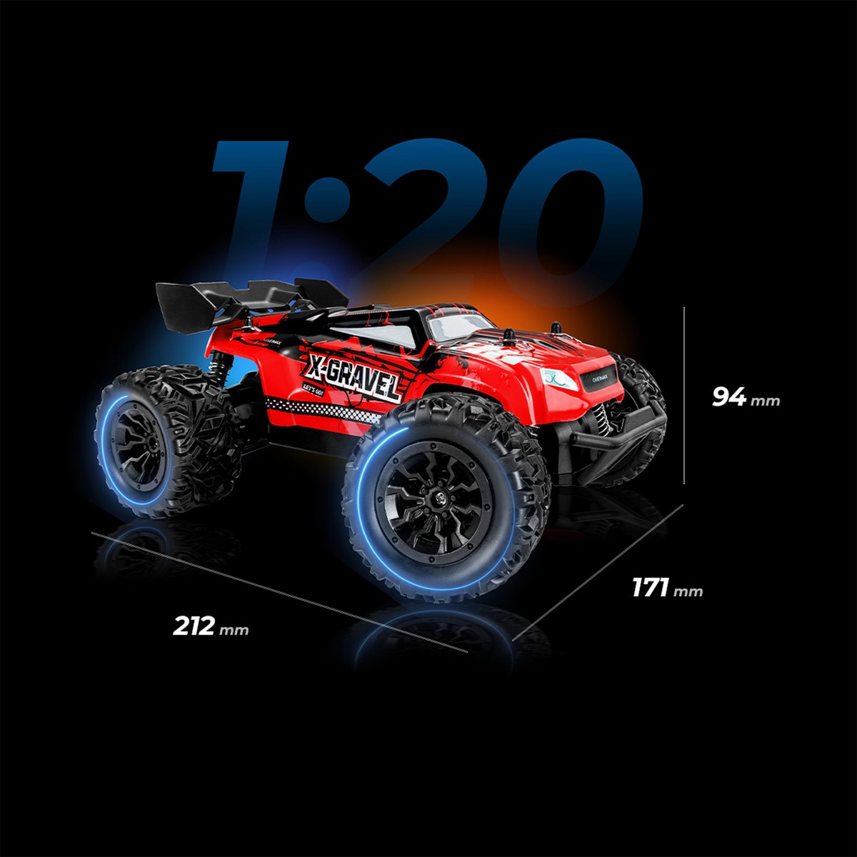 Overmax X-Gravel RC Auto – 1:16 Terenauto 20 km/u – Achterwielaandrijving, Vering, 2 Accu’s tot 30 min Speeltijd, 2 Carrosserieën – Offroad Racewagen voor Kinderen & Volwassenen – Bestuurbare Auto — afbeelding 9