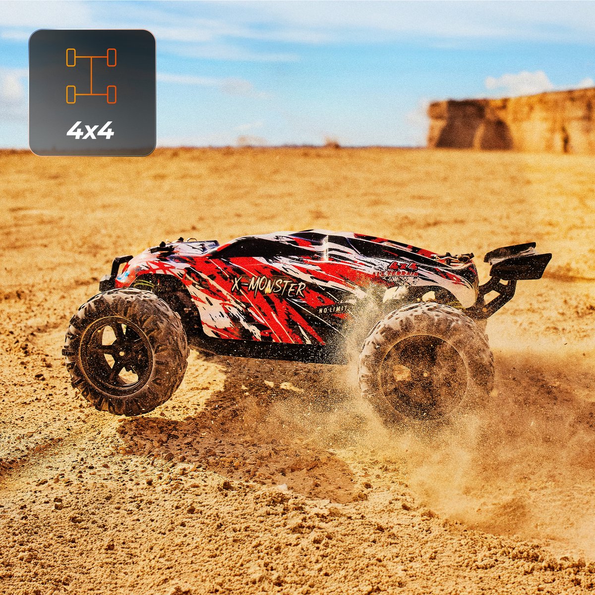 Overmax X-Monster 3.5 RC Auto – 4x4 – 1:18 Schaal – 30 km/h - Bereik 100 m – 2 Accu’s (40 min) – Extra Carrosserie – Offroad – TUV-gecertificeerd — afbeelding 2