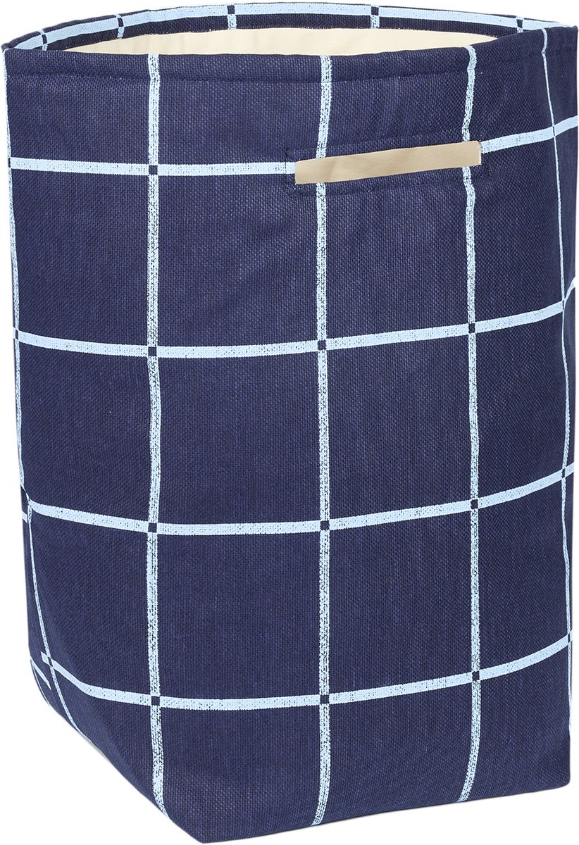 Nobodinoz Opbergmand Vibes - 44x56x28cm - Navy Blue Windowpane Vintage Effect