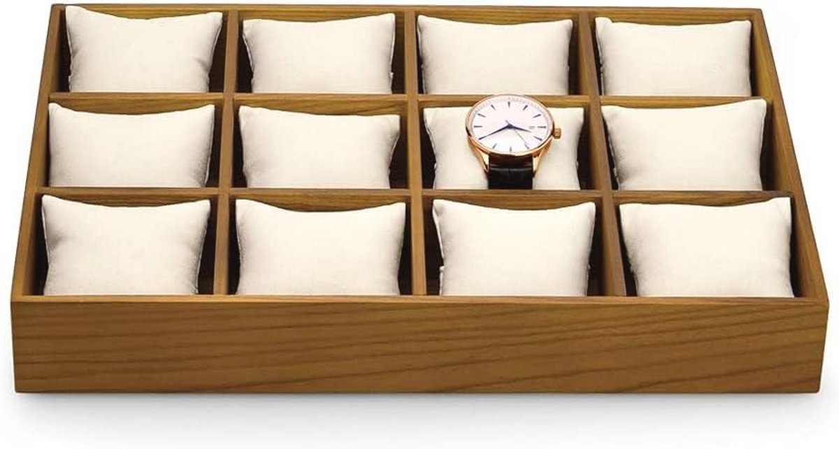 Massief houten horloge-opbergdienblad voor horloges en armbanden - Organizer in crèmewit