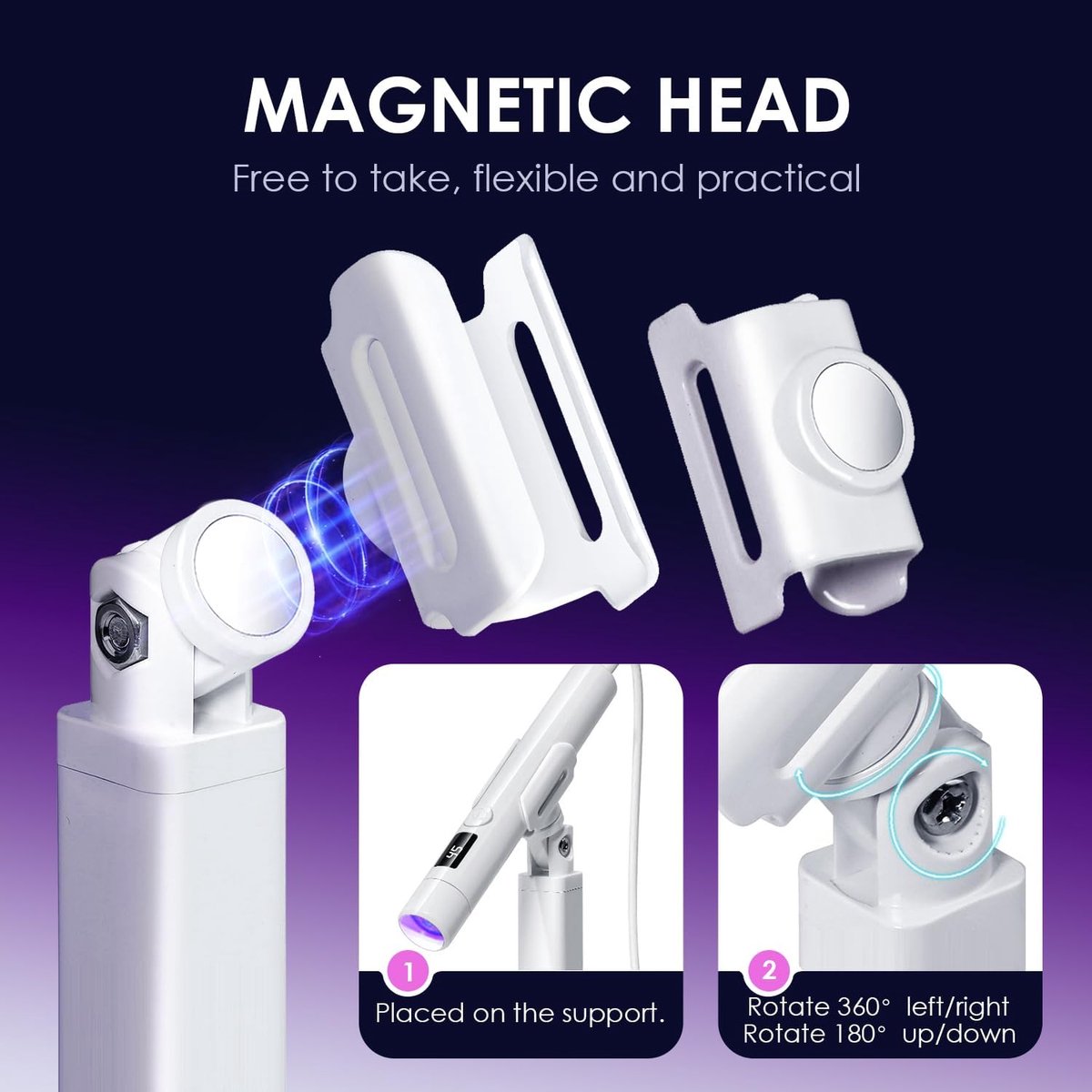 Mini-UV Lamp Gelnagels - Nagellamp LED UV voor Gellak - Nagel Lamp voor Gel Nagellak - Oplaadbare draagbare UV-nagellamp - met magnetische standaard - Flitslamp, snel uithardend - Wit — cadeau in Verzorging - foto 4