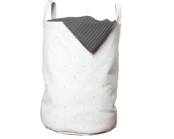 ABAKUHAUS minimalistische waszak, patroon van geplaatst vierkant, wasmand met handvatten en trekkoord voor wasserettes, natuurlijke kleuren